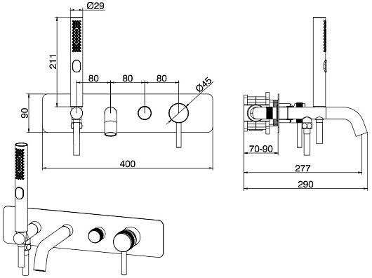 Allen Brau Смеситель для ванны с душем Priority 5.31006-31 (с внутренней частью) черный матовый – фотография-12