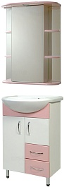 СанТа Тумба с раковиной Уют 55 с ящиками, роза – фотография-4