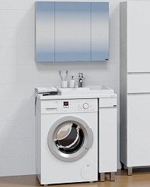 СанТа Мебель для ванной под стиральную машину Марс 80 R белая/светлое дерево – фотография-1
