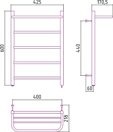 Стилье Полотенцесушитель электрический Формат 30 П 600х400 – фотография-2