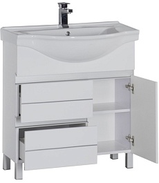 Aquanet Тумба с раковиной "Доминика 80" белая – фотография-3