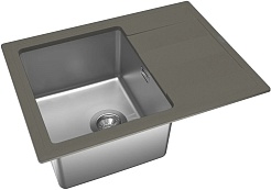 Florentina Мойка кухонная Комби 650 серый шелк – фотография-1