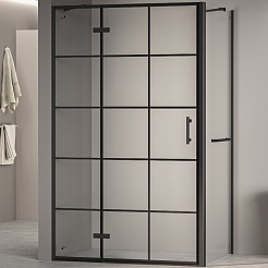 RGW Душевой уголок Passage PA-77-1B L (PA-07B L + Z-060-2B + держатель O-204B) 120x80 L профиль черный стекло прозрачное с рисунком – фотография-1