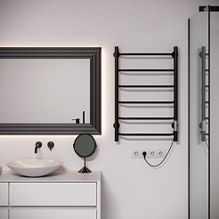 Aringa Полотенцесушитель электрический Киото 80x50 AR03005BL черный – фотография-4