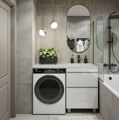 Vivon Тумба с раковиной под стиральную машину Harper 120R напольная белый глянец – фотография-3