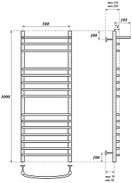 Point Полотенцесушитель электрический П14 500x1000 PN05150SPE с полкой хром – фотография-4