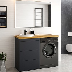 Brevita Мебель для ванной Grafit 120 под стиральную машину графит/светлое дерево – фотография-2