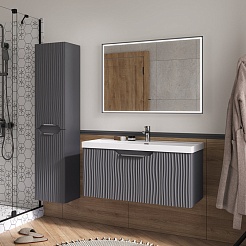 Equil Тумба под раковину Mirage 100 1 ящик подвесная графит софт – фотография-9