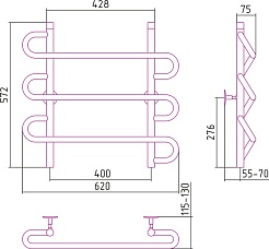 Стилье Полотенцесушитель Универсал-52 600х600 – фотография-2