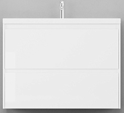 Velvex Тумба под раковину подвесная Klaufs 100 белая, 2 ящика – фотография-1