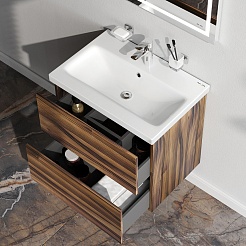 Am.Pm Тумба с раковиной Gem 60 подвесная орех – фотография-5