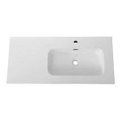 Cezares Тумба с раковиной Eco Cer-N 100 R bianco lucido ручки сатиновое золото – фотография-6