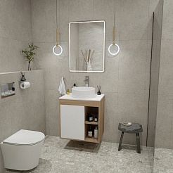 Teymi Тумба с раковиной Nura 70 дуб эврика/белый матовый T60528 раковина T50106 – фотография-2