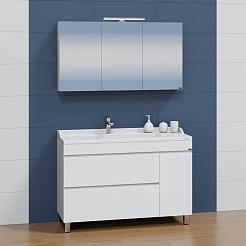 СанТа Мебель для ванной Марс 120 белая/светлое дерево – фотография-2