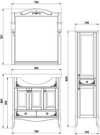 ASB-Woodline Тумба под раковину Салерно 80 белый/патина серебро  – фотография-5