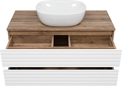 Brevita Мебель для ванной Dakota 100 подвесная дуб галифакс олово/белая – фотография-6