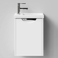 Водолей Тумба под раковину Бридж 40 L с ручкой Лира подвесная белая – фотография-1