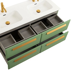 BelBagno Мебель для ванной Eco Cer-N 120 с 4 ящиками фисташковый софт CZR-8095-120-2 ручки сатиновое золото – фотография-4