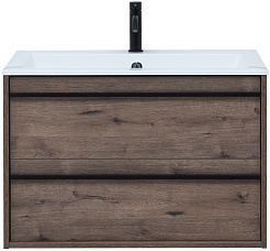 Aquanet Мебель для ванной Lino 80 подвесная дуб веллингтон – фотография-4