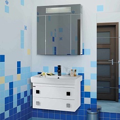 Водолей Тумба с раковиной Квадро 70 подвесная белая – фотография-10