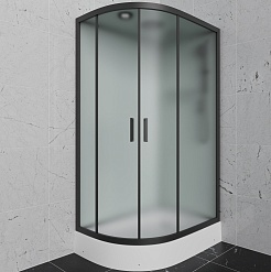 Frank Душевая кабина F412/1R M Black с крышей профиль черный стекло матовое – фотография-1