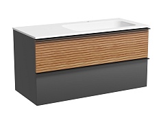 Sancos Тумба с раковиной Delta 100 R дуб красный/графит раковина Grace 101 R CN7015