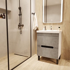 Mixline Тумба с раковиной Честер 60 белая/бетон – фотография-4