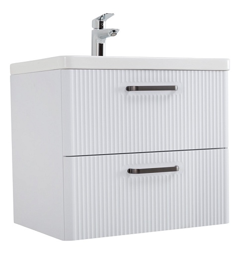 BelBagno Тумба с раковиной Due 50 подвесная Bianco Lucido ручки Матовый тёмный никель – фото-1