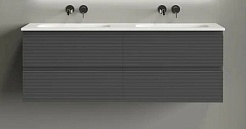 Sancos Тумба с раковиной Folk 140 grey soft раковина Grace 141 с двумя чашами CN7022wx – фотография-1