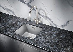 Milacio Мойка кухонная Leon 45 Cuarzo серая металлик – фотография-3