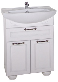 ASB-Woodline Тумба под раковину Бергамо 65 белый/патина серебро – фотография-1