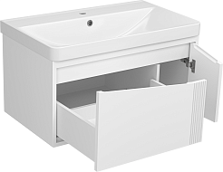 Brevita Тумба с раковиной Cascade 80 подвесная белая – фотография-6