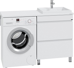 СанТа Тумба с раковиной под стиральную машину Марс 130 R 2 ящика белая – фотография-1