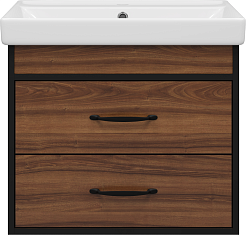 Misty Мебель для ванной Кедр 60 L подвесная орех/черная – фотография-3