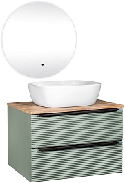 Runo Мебель для ванной Орлеан 70 Bella подвесная зеленая/дуб натуральный – фотография-1