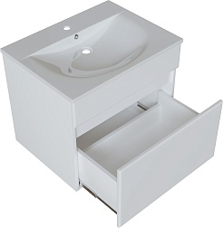 Mixline Тумба с раковиной Брикс 60 подвесная белая – фотография-5