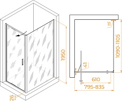 RGW Душевой уголок Stilvoll SV-145B (SV-05B + Z-050-2B) 80x110 профиль черный стекло прозрачное – фотография-6