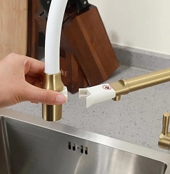 Frap Смеситель для кухни F4398-3 золотой сатин – фотография-4