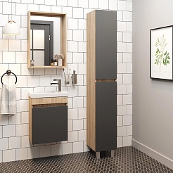 Onika Мебель для ванной Милтон 45 R подвесная серая/дуб сонома – фотография-2