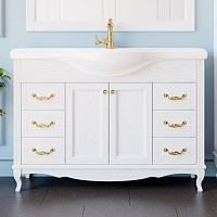ValenHouse Тумба с раковиной Эллина 120 белая, фурнитура золото