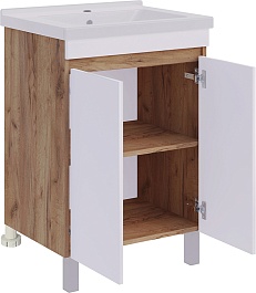 ASB-Mebel Тумба с раковиной Марко 60 2.0 белая/дуб золотой – фотография-4