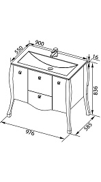 Aquanet Тумба с раковиной "Мадонна 90" черная с кристаллами Swarovski (168904) – фотография-3