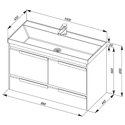 Aquanet Тумба с раковиной "Тиволи 100" черный – фотография-2