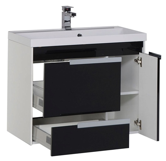 Aquanet Тумба с раковиной "Тиволи 80" черная – картинка-3