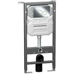 Ceramicanova Подвесной унитаз Metropol Rimless с шумоизоляционной панелью CN1000 с системой инсталляции Envision кнопка Round хром – фотография-2