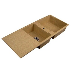 Акватон Мойка "ТОРИНА" двойная с крылом, темно-бежевая – фотография-1