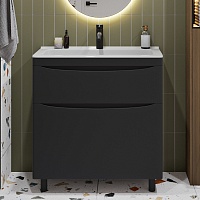 Vivon Тумба с раковиной Ostin 80 напольная черная матовая