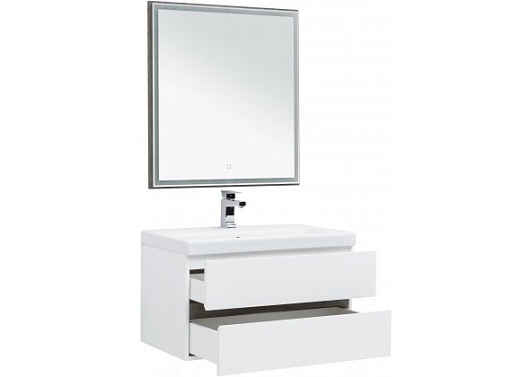 Aquanet Комплект мебели Беркли 80 белый глянец/дуб рошелье – фотография-2