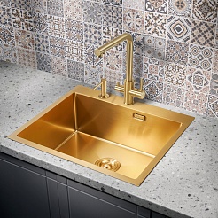 Milacio Мойка кухонная Denia 59 Steel золото брашированное – фотография-4