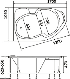 1Marka Акриловая ванна Diana 170x105 L – фотография-3